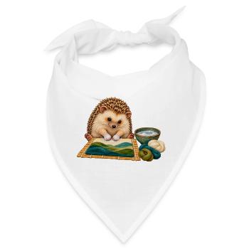 Igel filzt eine Wolllandschaft nass - Bandana - Weiß - Vorne