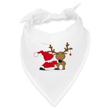 Santa Claus und Rentier - Bandana - Weiß - Vorne