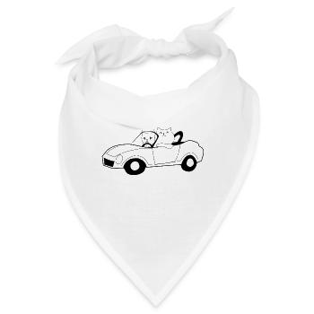 Katzen im Cabrio - Bandana - Weiß - Vorne