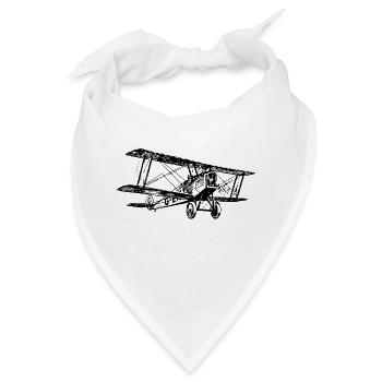 Doppeldecker Flugzeug schwarz weiß Geschenkidee - Bandana - Weiß - Vorne