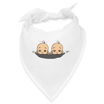 Baby Babies Zwillinge Jungen Schwangerschaft - Bandana - Weiß - Vorne