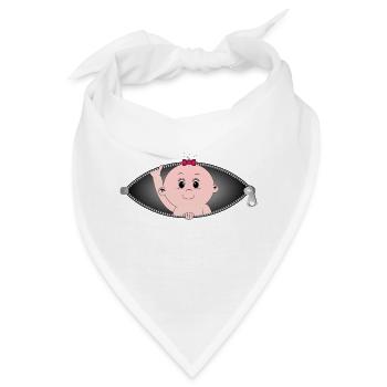 Mädchen, das aus einer Reißverschlusstasche herauskommt - Bandana - Weiß - Vorne