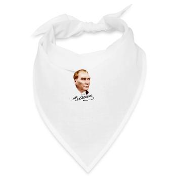 Mustafa kemal Atatürk mit seiner Unterschrift - Bandana - Weiß - Vorne