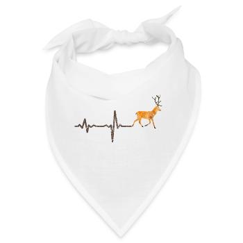 Heartbeat Hirsch farbig - Geschenk - Bandana - Weiß - Vorne