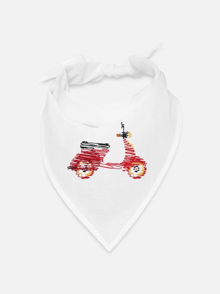 Retro Motorroller – Abstrakte Kritzelzeichnung - Bandana - Weiß