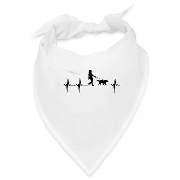 Puls Hund Spazieren Herzschlag Geschenk - Bandana - Weiß - Vorne