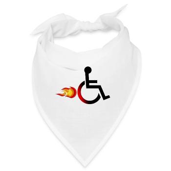 Rollstuhlfahrer mit Flammen # - Bandana - Weiß - Vorne