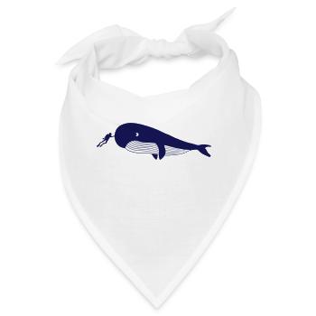 Taucher Streichelt Blauwal Wal Pottwal Tauchen - Bandana - Weiß - Vorne