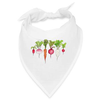Wurzelgemüse Radieschen Möhre rote Bete Rettich - Bandana - Weiß - Vorne