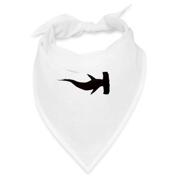 Silhouette mit einem großen Hammerhai - Bandana - Weiß - Vorne