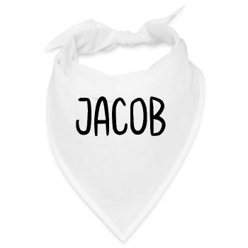 Jacob Custom Name Schriftart Text Geburtstag - Bandana - Weiß - Vorne