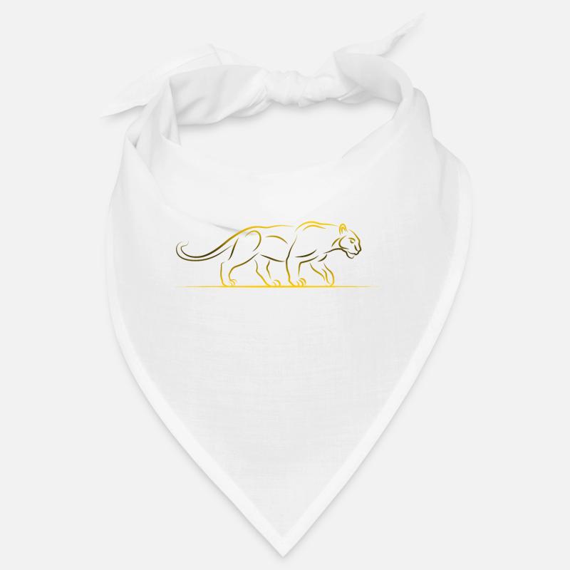 Illustration de panthère en or - Bandana - blanc