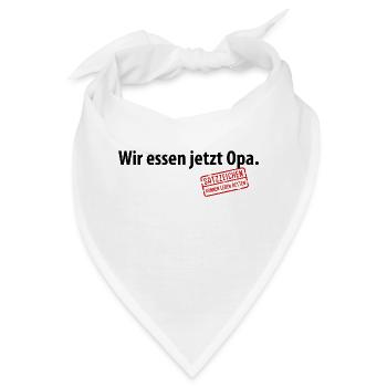 Wir essen jetzt Opa Satzzeichen Leben retten Komma - Bandana - Weiß - Vorne