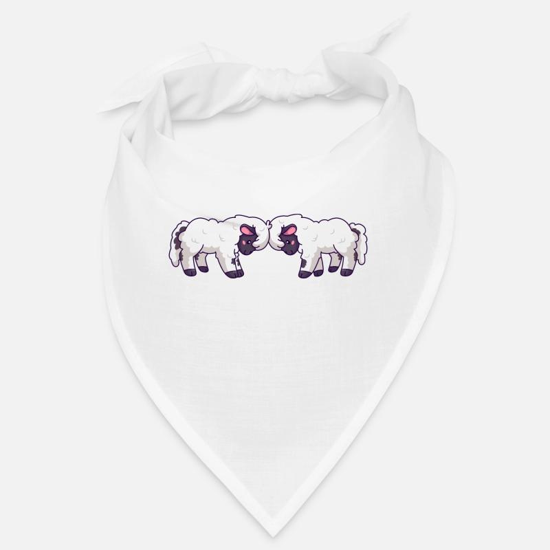 Walliser Schwarznasenschaf stoßen sich die Köpfe - Bandana - Weiß