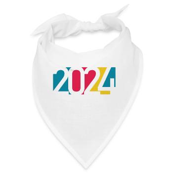 2024 happy new year Jahreszahl Datum Zahl Anno - Bandana - Weiß - Vorne