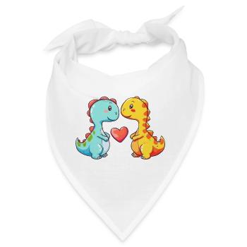 Dinosaurier brontosaurus Paar Liebe Couple Verlieb - Bandana - Weiß - Vorne
