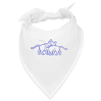 2 Glückliche Katzen Pärchen Freunde Schmusen Paar - Bandana - Weiß - Vorne