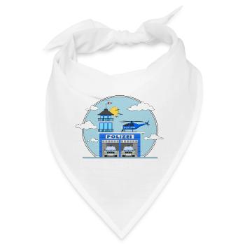 Polizeistation Hubschrauber und Polizeiauto - Bandana - Weiß - Vorne