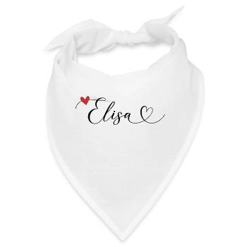 Elisa Name Vorname Kalligrafieherz - Bandana - Weiß - Vorne