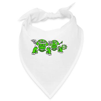2 Schildkröten Gewissen Team Teufel Engel Böse Gut - Bandana - Weiß - Vorne
