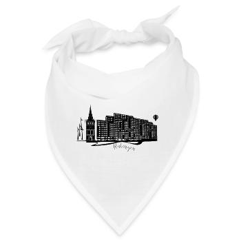 Abstrakte Ratingen Skyline auf dunklem Hintergrund - Bandana - Weiß - Vorne