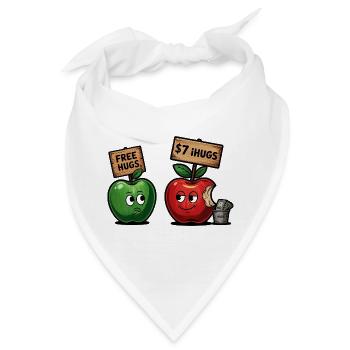 Lustiges Äpfel-Motiv mit Free Hugs Gag - Bandana - Weiß - Vorne