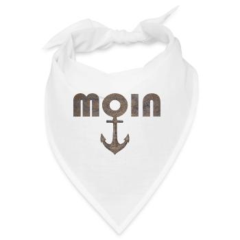 Moin mit Anker im rostigen Vintage Look - Bandana - Weiß - Vorne