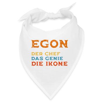 EGON Vorname - Personalisertes Chef Genie,  Ikone - Bandana - Weiß - Vorne