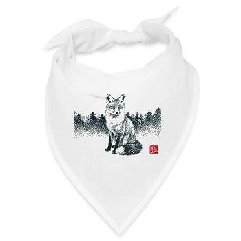 Kitsune Fuchs mit Hanko Stempel - Bandana - Weiß - Vorne