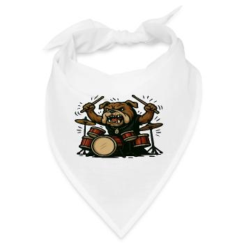 Angry Bulldog Drummer mit kompletter Drumkit-Kunst - Bandana - Weiß - Vorne