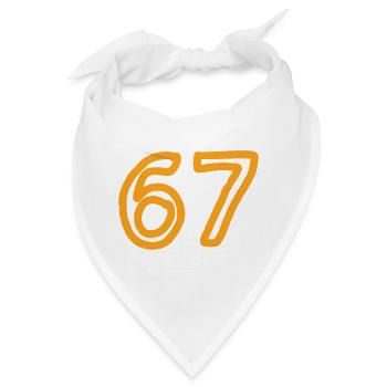 Nummer 67 in orange - Bandana - Weiß - Vorne
