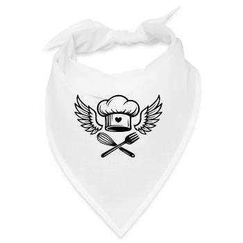 Kochmütze mit Herz und Flügeln - Bandana - Weiß - Vorne