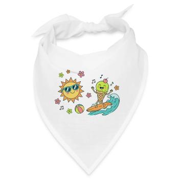 Sonne Surfer Eiscreme Wellen Eiskugel Sommer Spaß - Bandana - Weiß - Vorne