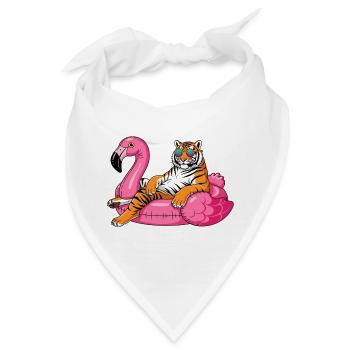 Cool Tiger auf Flamingo-Boje – Sommer-Rig-Design - Bandana - Weiß - Vorne