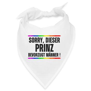Prinz liebt Männer – Gay Pride, CSD Design Spruch - Bandana - Weiß - Vorne