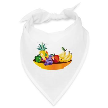 Geometrisches Obst Stillleben –  Früchte Schale - Bandana - Weiß - Vorne