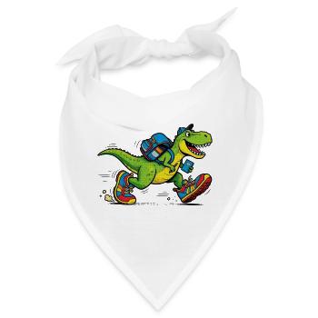 Dinosaurier auf dem Weg zur Schule - Bandana - Weiß - Vorne