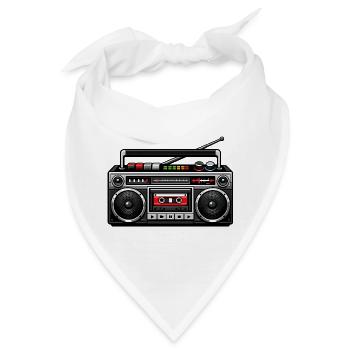 Retro Boombox Grafik - Bandana - Weiß - Vorne