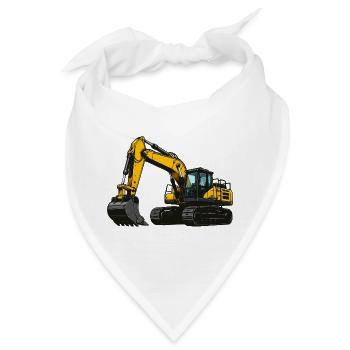 Gelbe Baumaschine Bagger - Bandana - Weiß - Vorne
