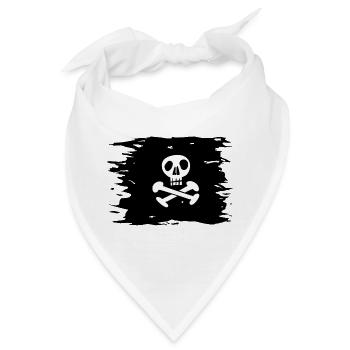 Piratenflagge Jolly Roger Totenkopf Fahne Pirat - Bandana - Weiß - Vorne