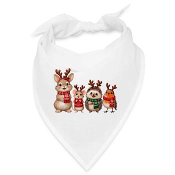 Süße Weihnachtstiere mit Rentiergeweih - Bandana - Weiß - Vorne