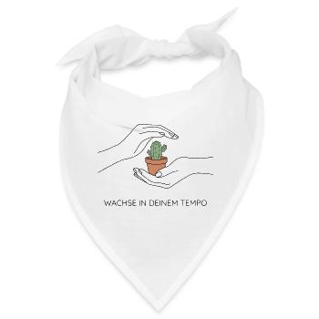 Fine-Line Hände Kaktus Spruch Wachse langsam Shirt - Bandana - Weiß - Vorne