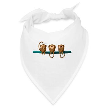 3 Baby Affen - Bandana - Weiß - Vorne