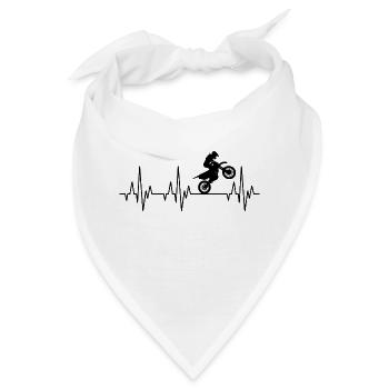 Herzschlag EKG Motocross Motorrad Biker Zweirad - Bandana - Weiß - Vorne