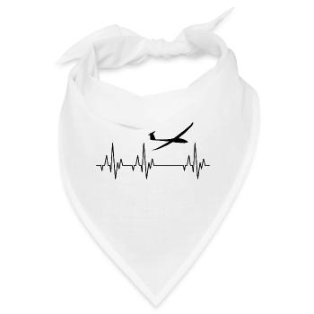 Herzschlag EKG Segelflugzeug Segelflieger Flugzeug - Bandana - Weiß - Vorne