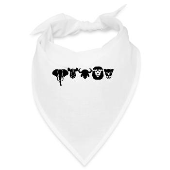 Afrika Tiere Big Five - Bandana - Weiß - Vorne