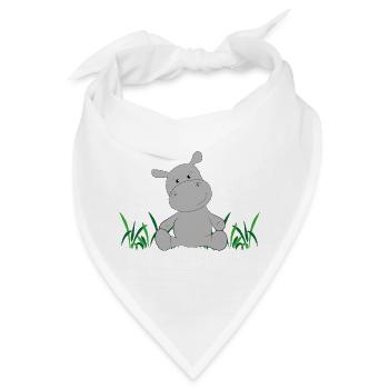 Nilpferd auf Wiese - Bandana - Weiß - Vorne