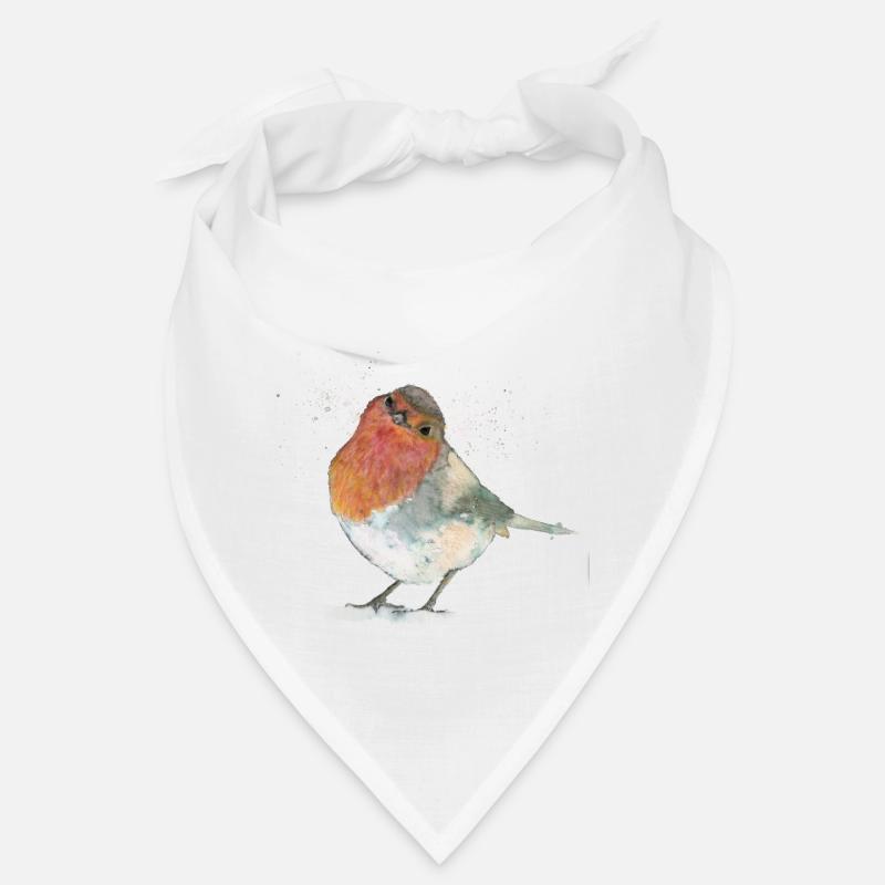 Rotkehlchen im Schnee - Bandana - Weiß