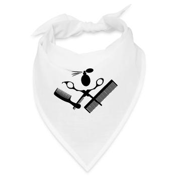 Für Friseursalon mit Schere - Bandana - Weiß - Vorne