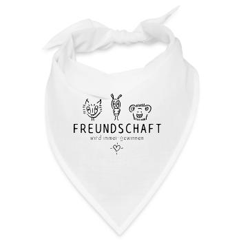 "Freundschaft wird immer gewinnen", schöner Spruch - Bandana - Weiß - Vorne